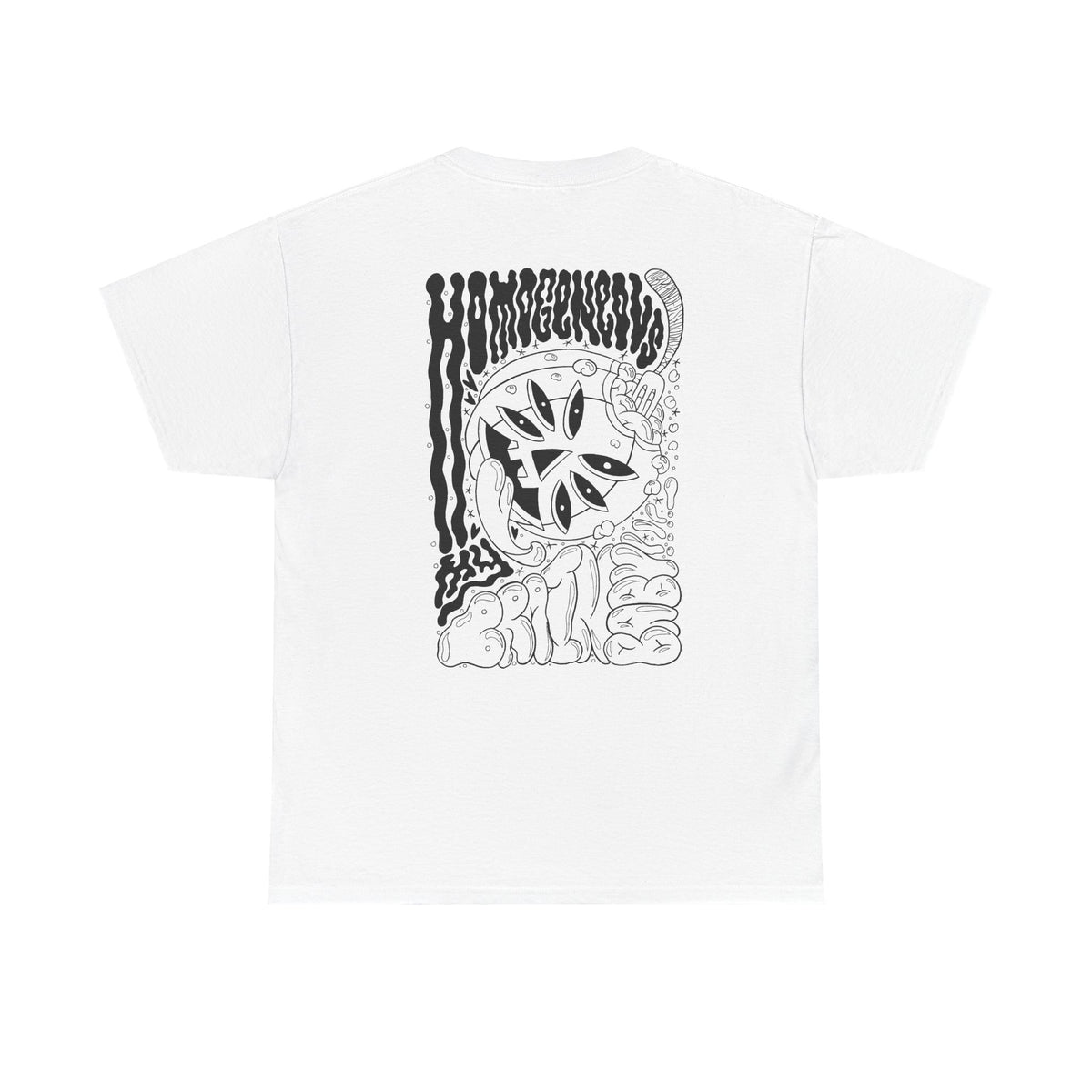 Monochrome Pumpkin Graphic Tee — Retro Black & White Pocket + Back Print