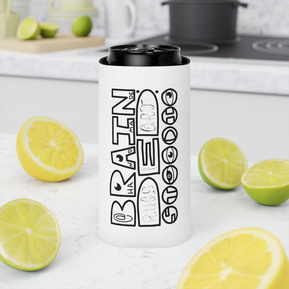 Lady Head Maze // Brain Ded Bookstore Logo - Can Cooler Koozie