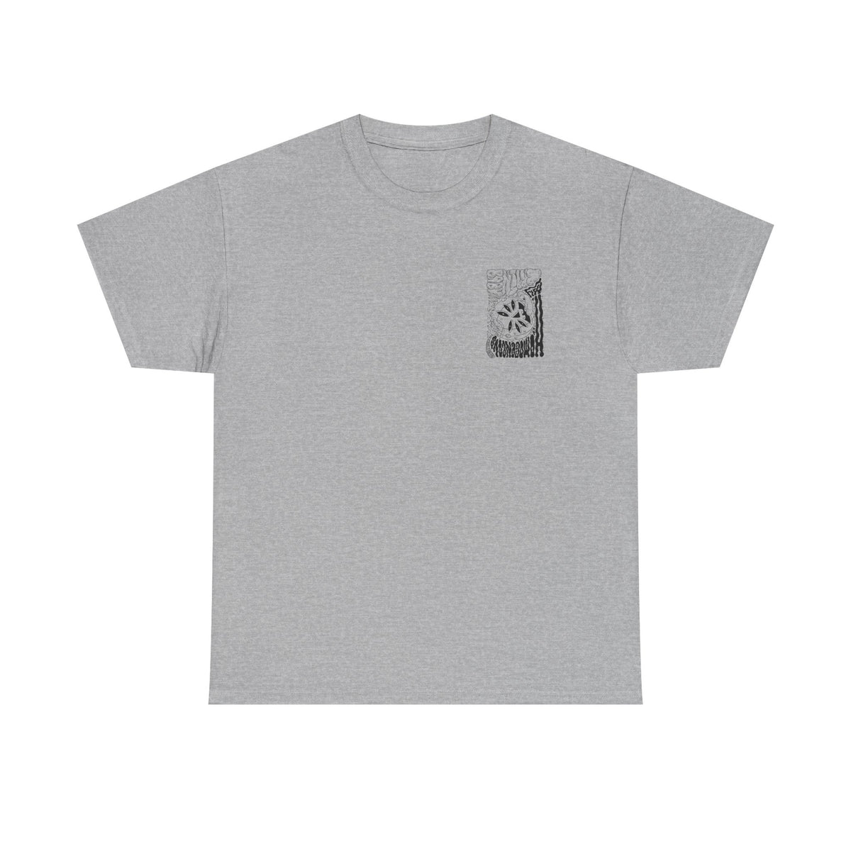 Monochrome Pumpkin Graphic Tee — Retro Black & White Pocket + Back Print