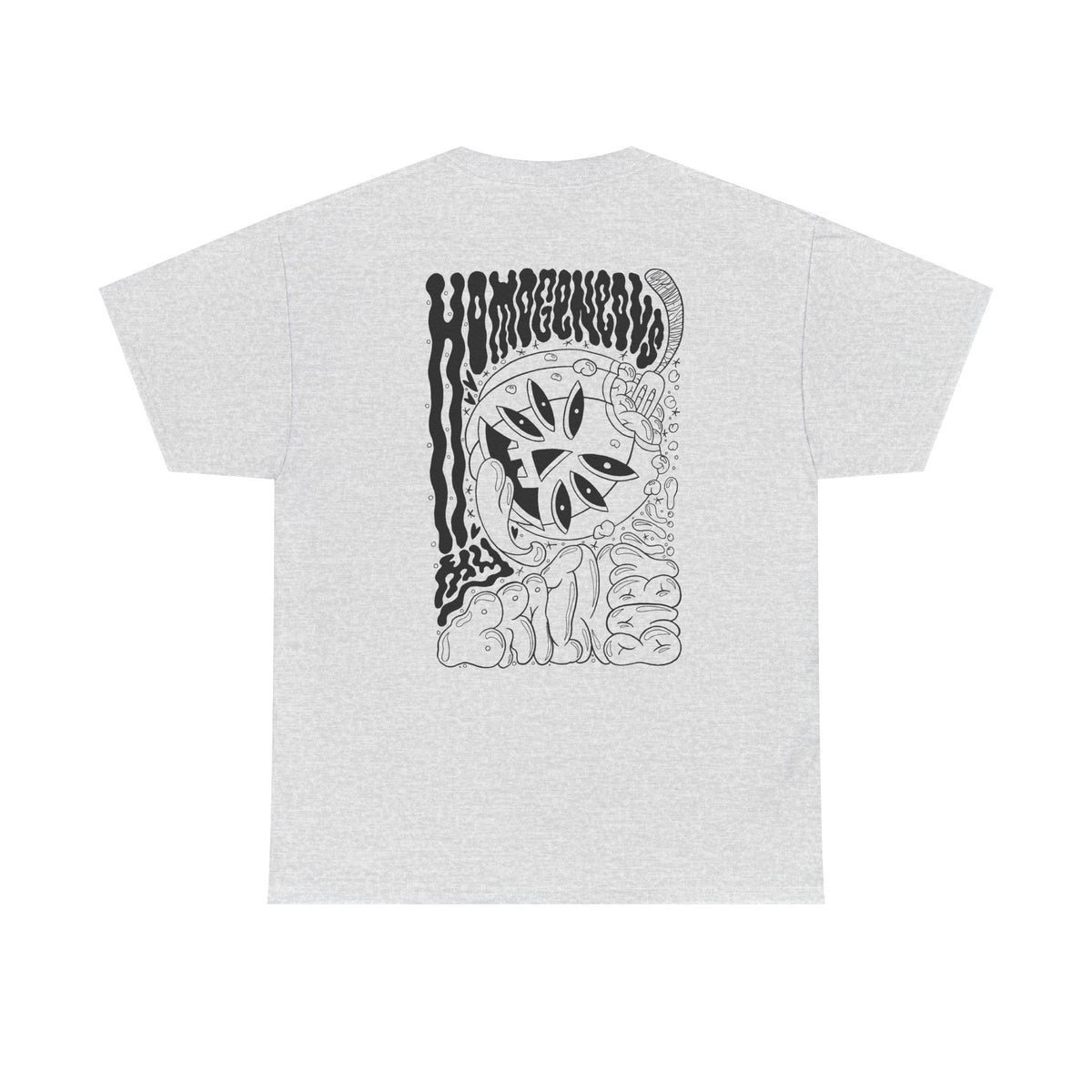 Monochrome Pumpkin Graphic Tee — Retro Black & White Pocket + Back Print