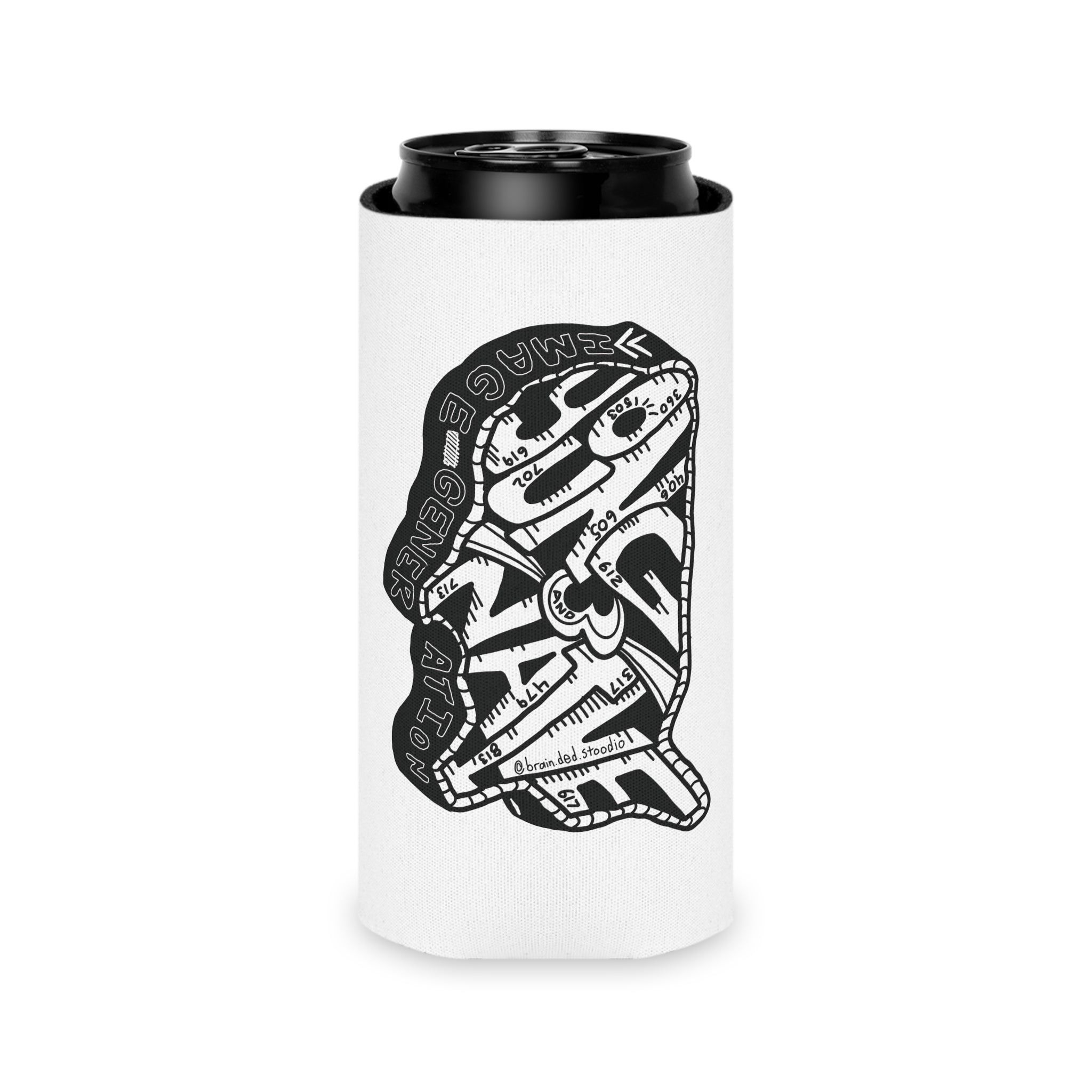 1984 Young and Naive USA Can Cooler — Retro Patriotic Beverage Insulator