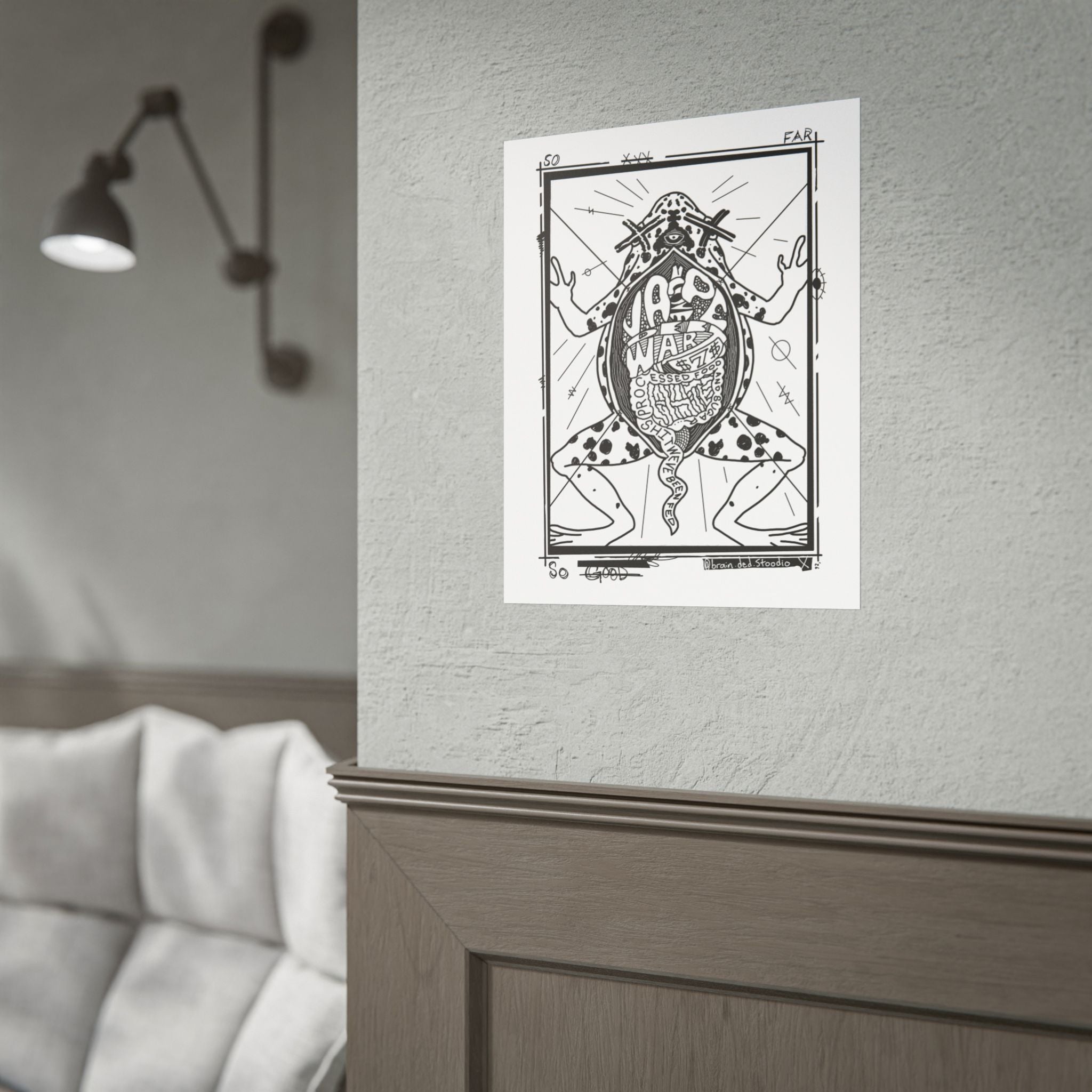 Rolled Poster — Black & White Surreal Frog Anatomy Art Print