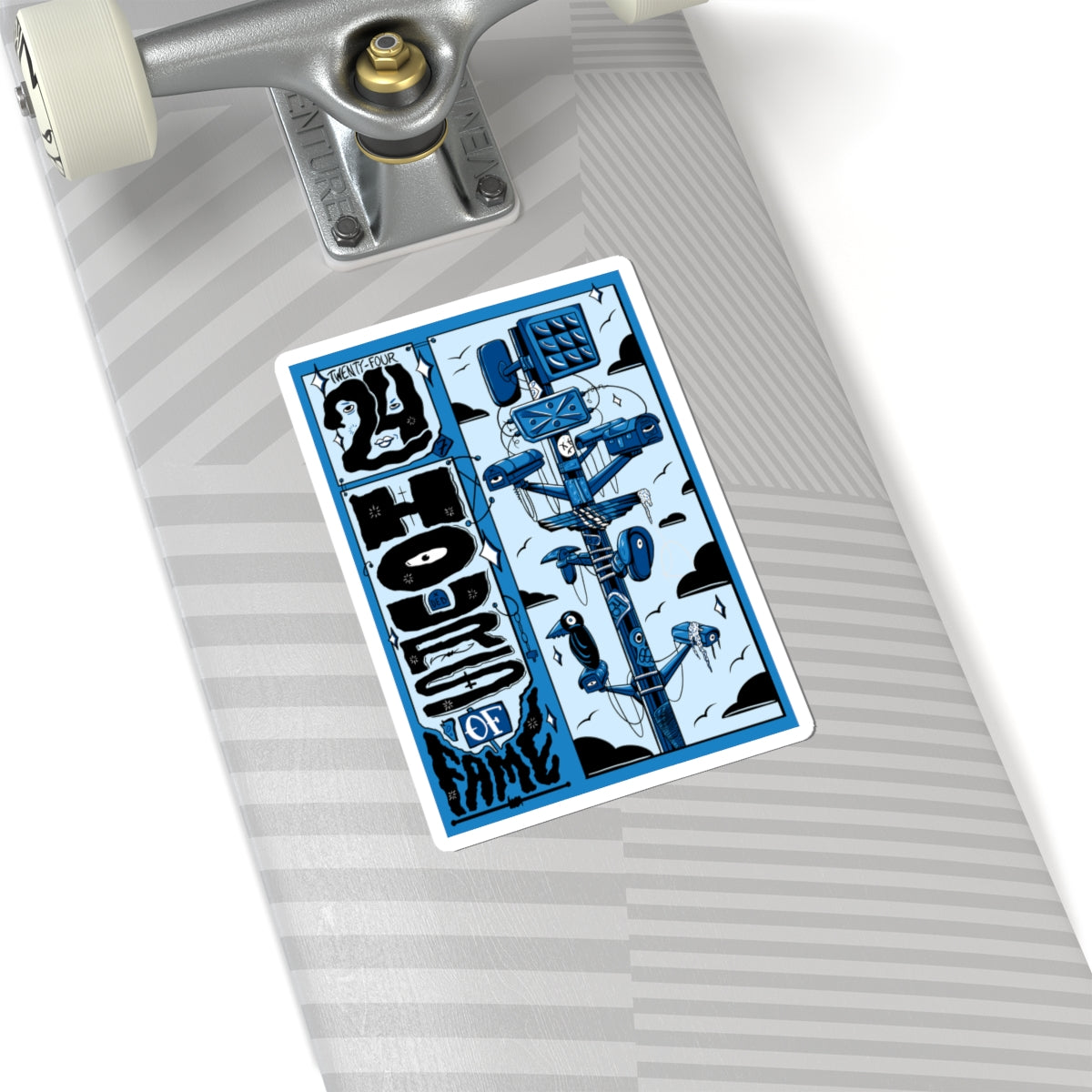 Blue Retro '24hrs of Fame' Kiss-Cut Sticker