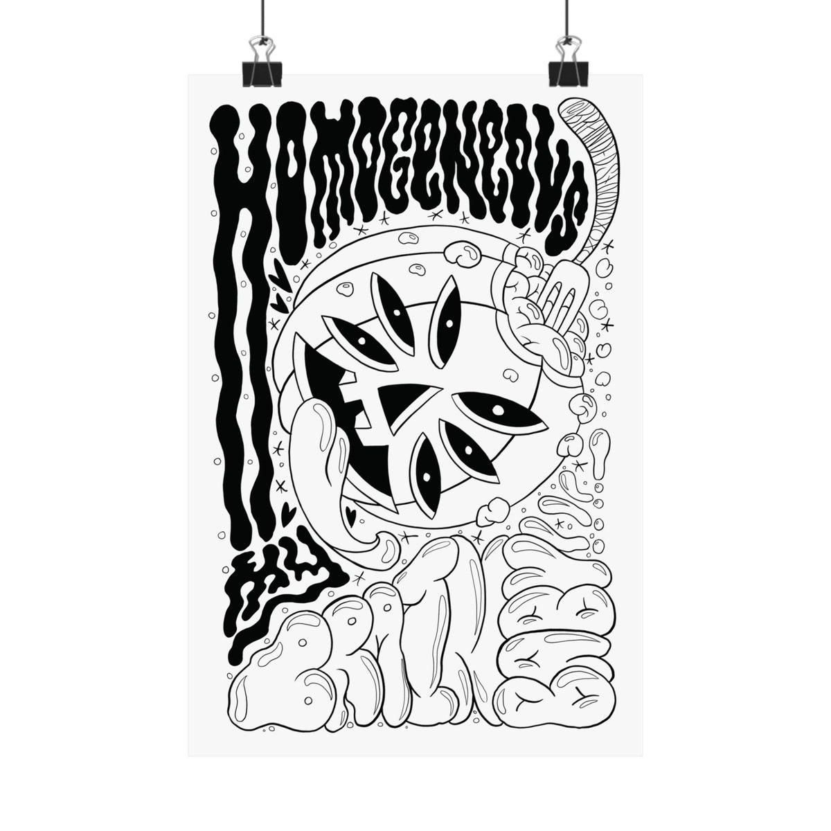 Monochrome Pumpkin Poster — Matte Vertical Art Print