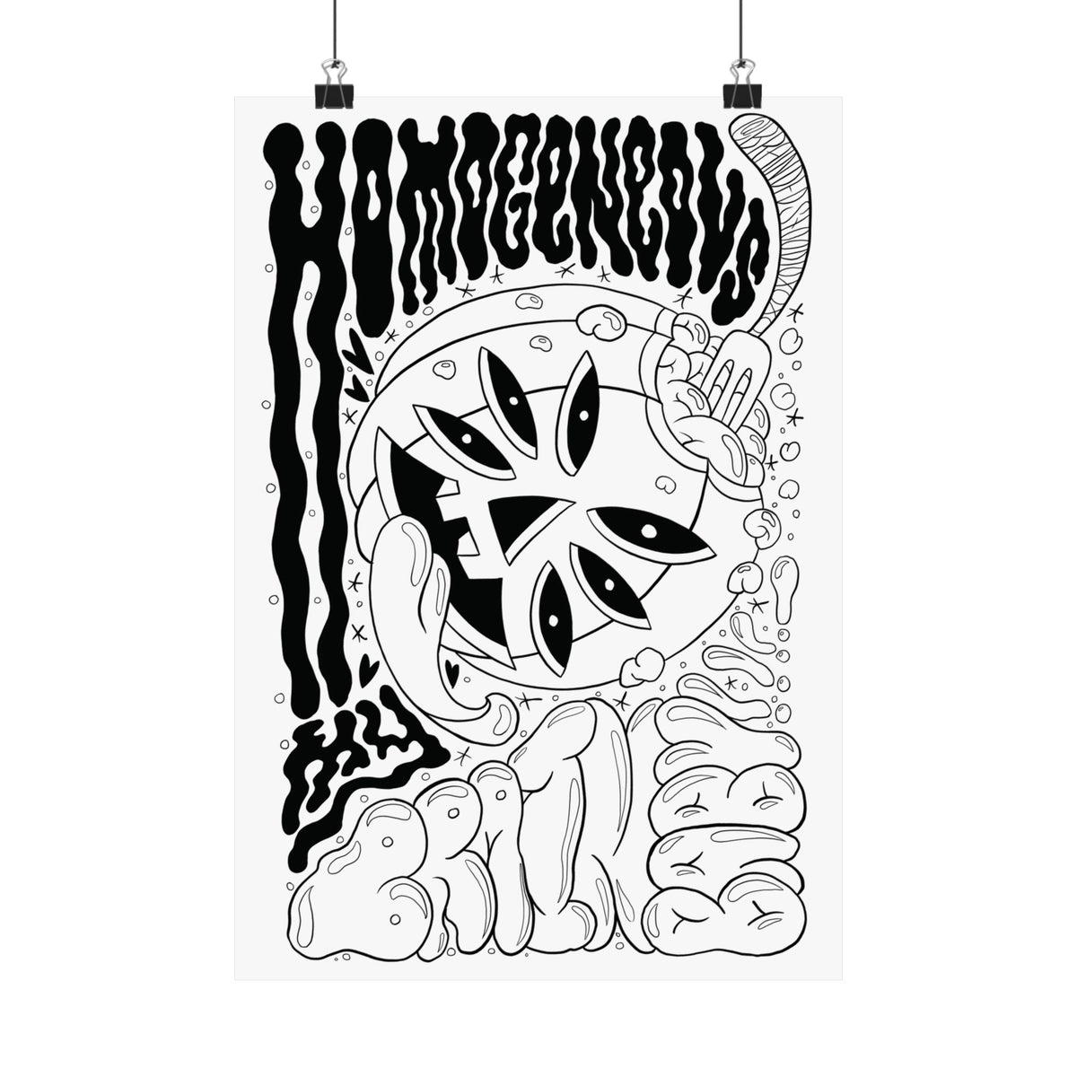 Monochrome Pumpkin Poster — Matte Vertical Art Print
