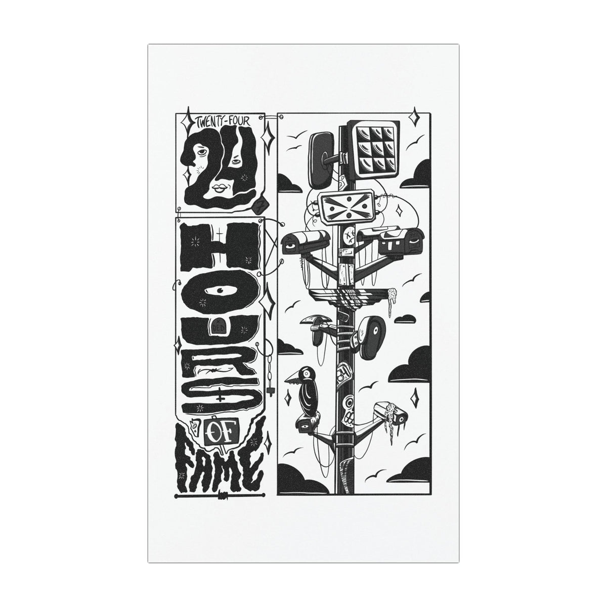 Car Magnet — 24hrs of Fame Black & White Graphic Decal
