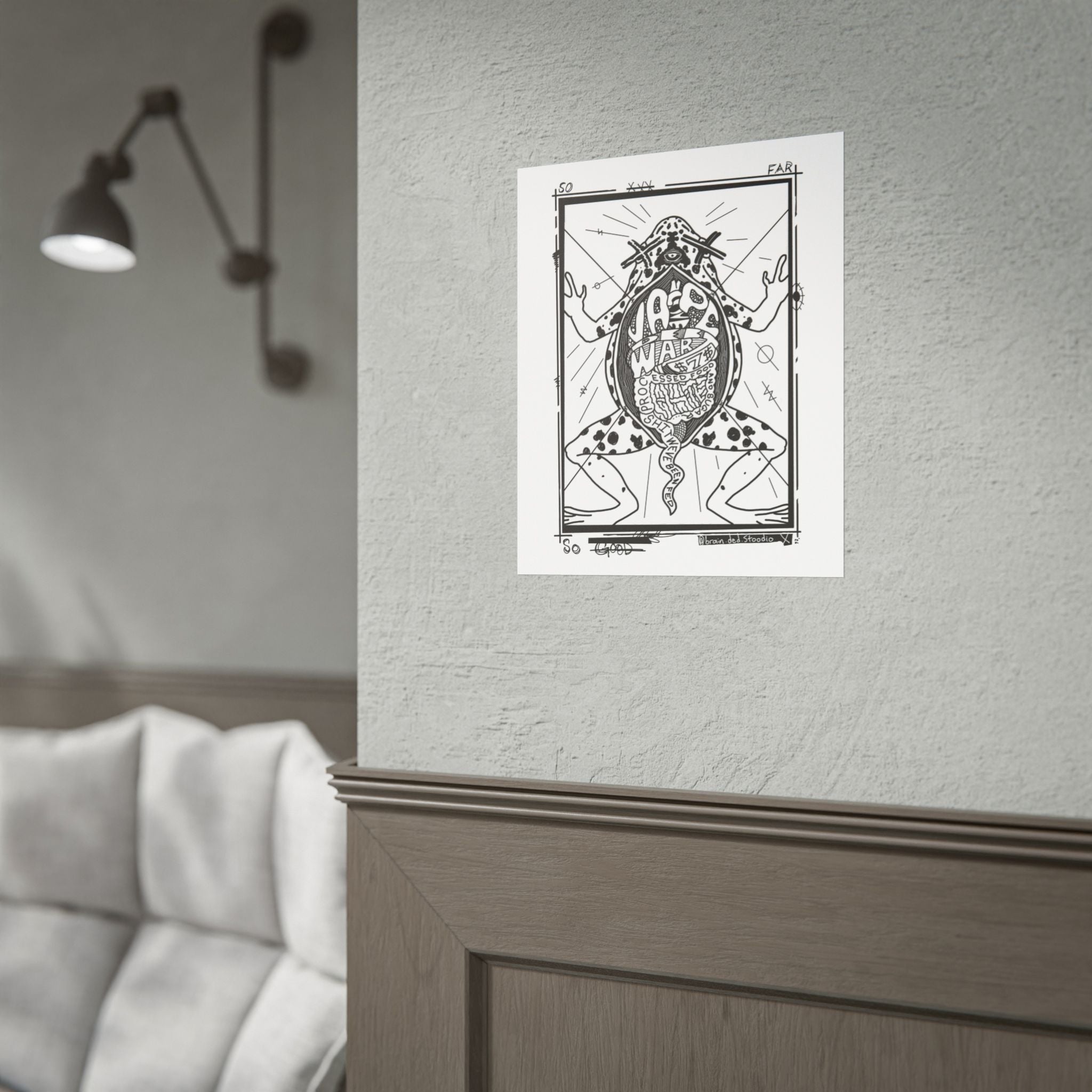 Rolled Poster — Black & White Surreal Frog Anatomy Art Print