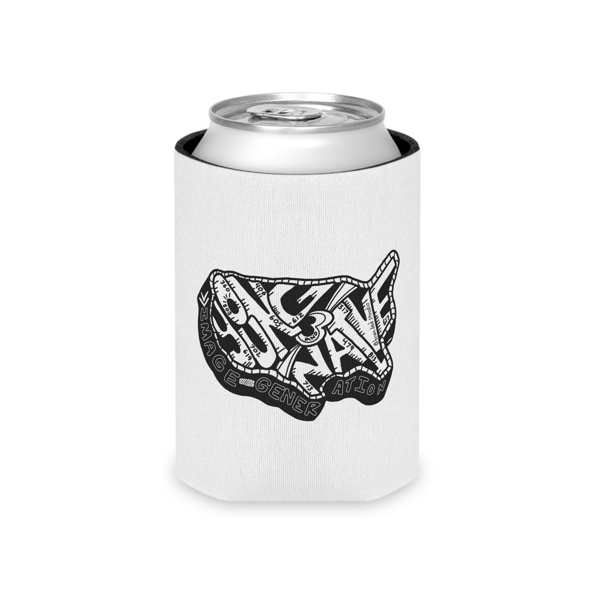 1984 Young and Naive USA Can Cooler — Retro Patriotic Beverage Insulator