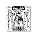 Mystical Geometric Square Sticker — 1984 Monochrome Occult Design