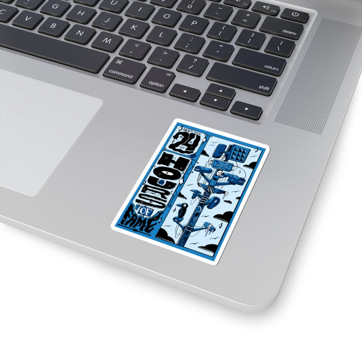 Blue Retro '24hrs of Fame' Kiss-Cut Sticker