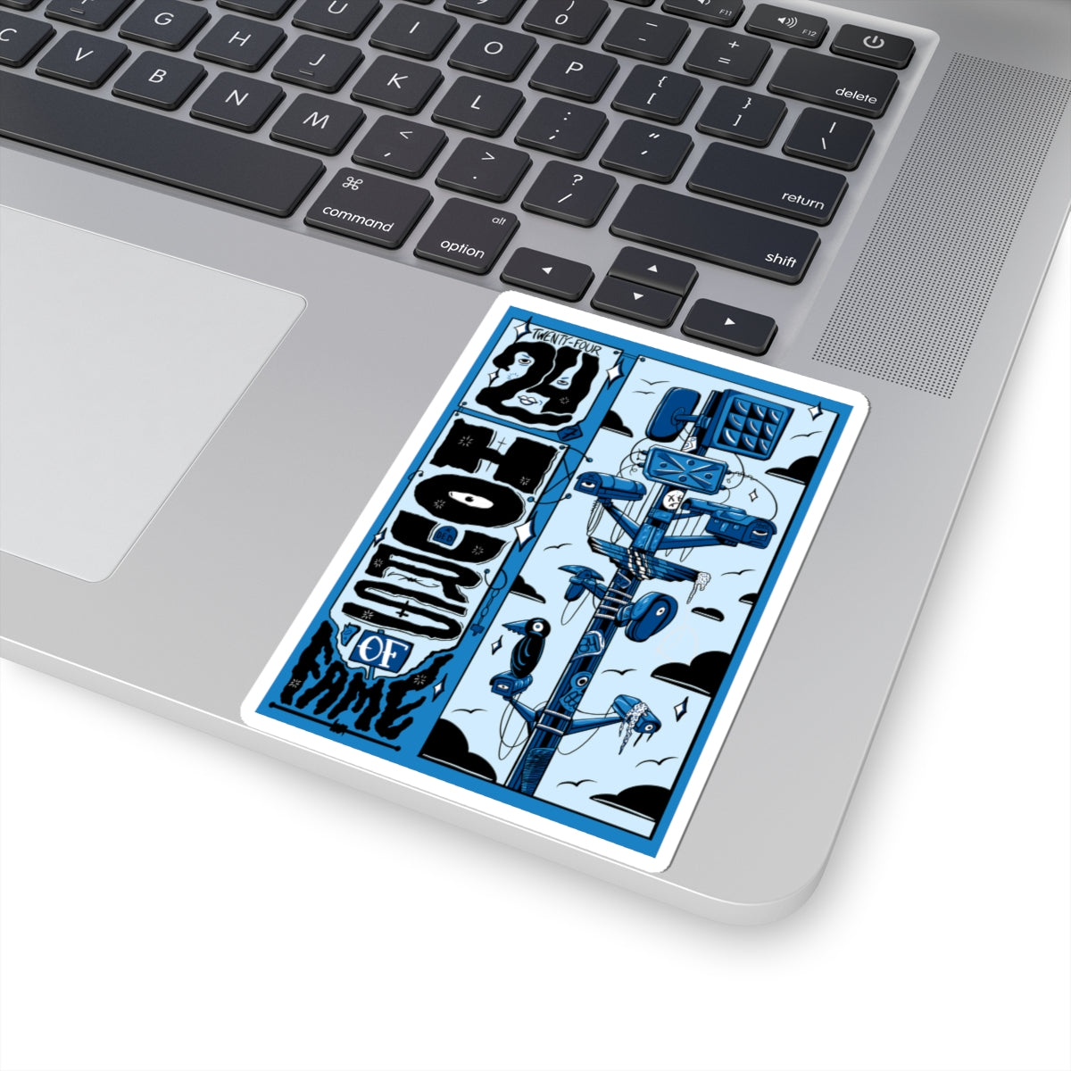 Blue Retro '24hrs of Fame' Kiss-Cut Sticker