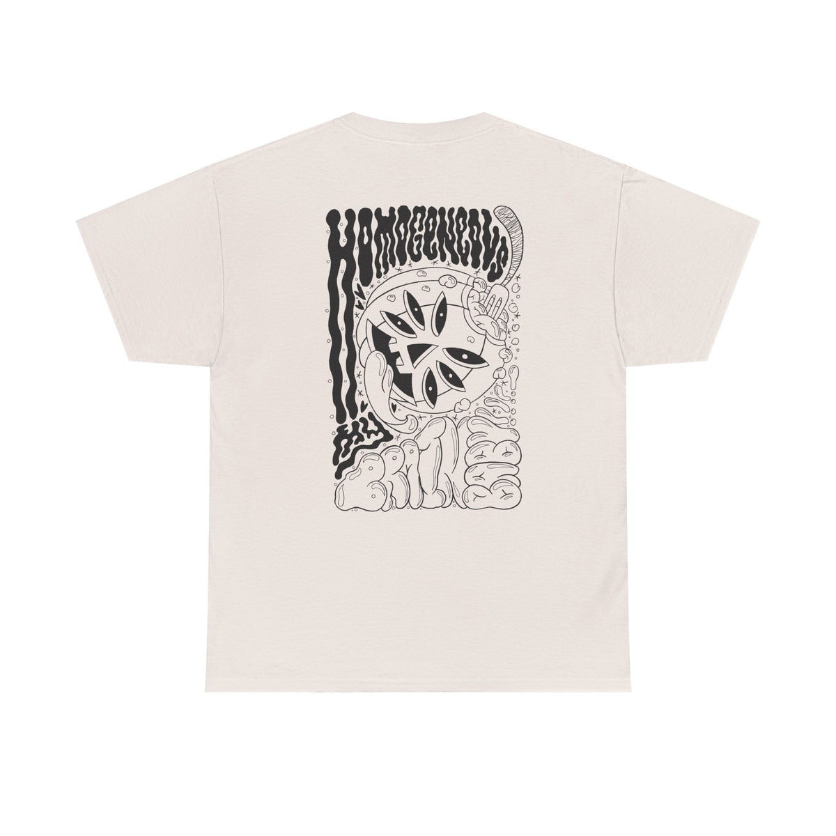 Monochrome Pumpkin Graphic Tee — Retro Black & White Pocket + Back Print