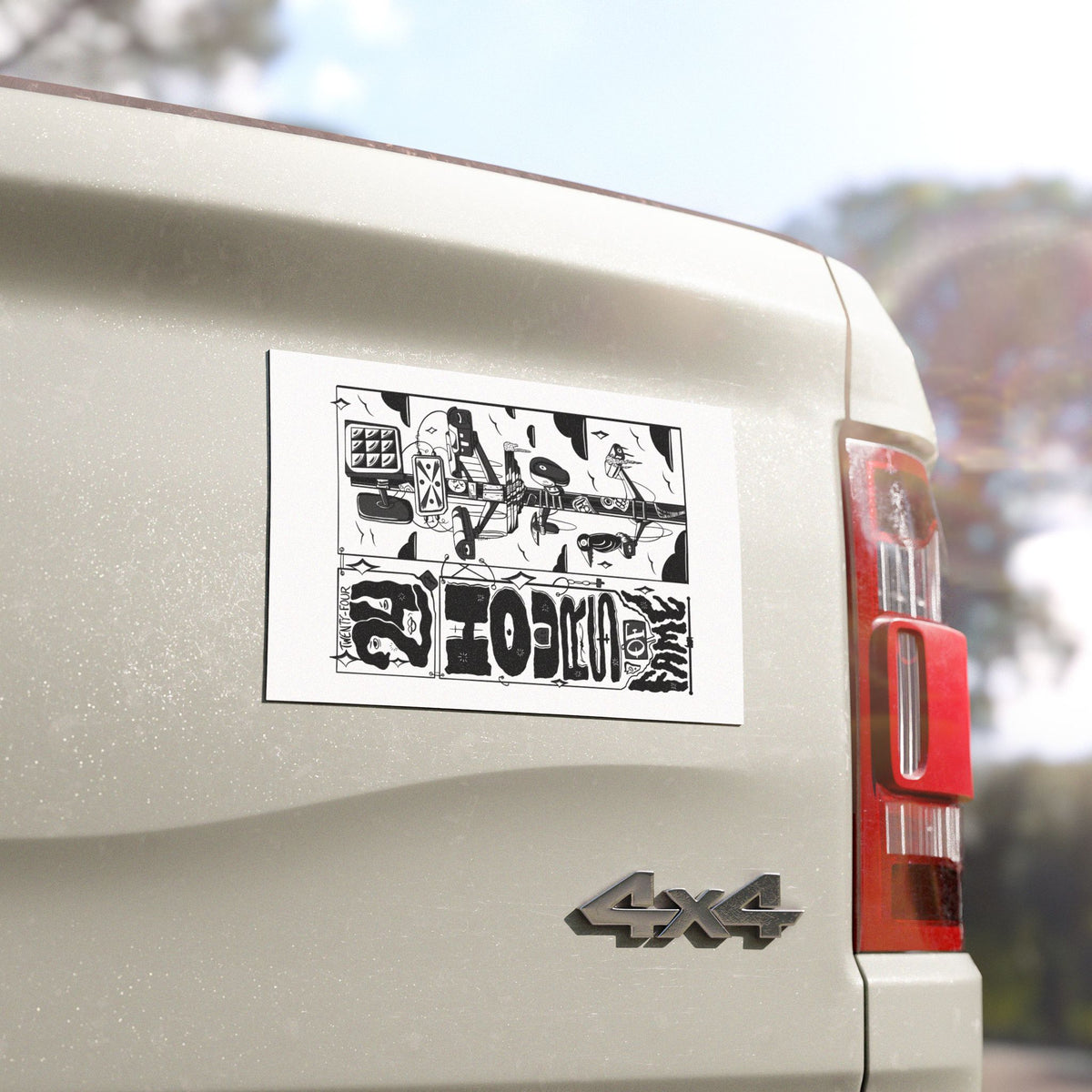 Car Magnet — 24hrs of Fame Black & White Graphic Decal