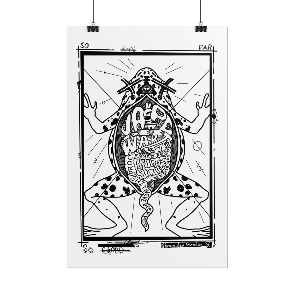 Rolled Poster — Black & White Surreal Frog Anatomy Art Print