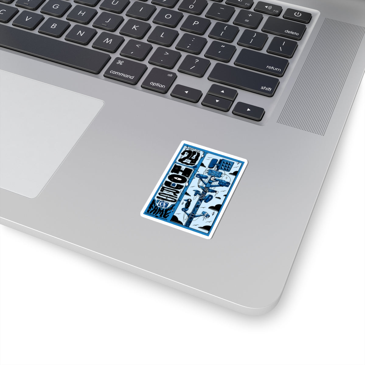 Blue Retro '24hrs of Fame' Kiss-Cut Sticker