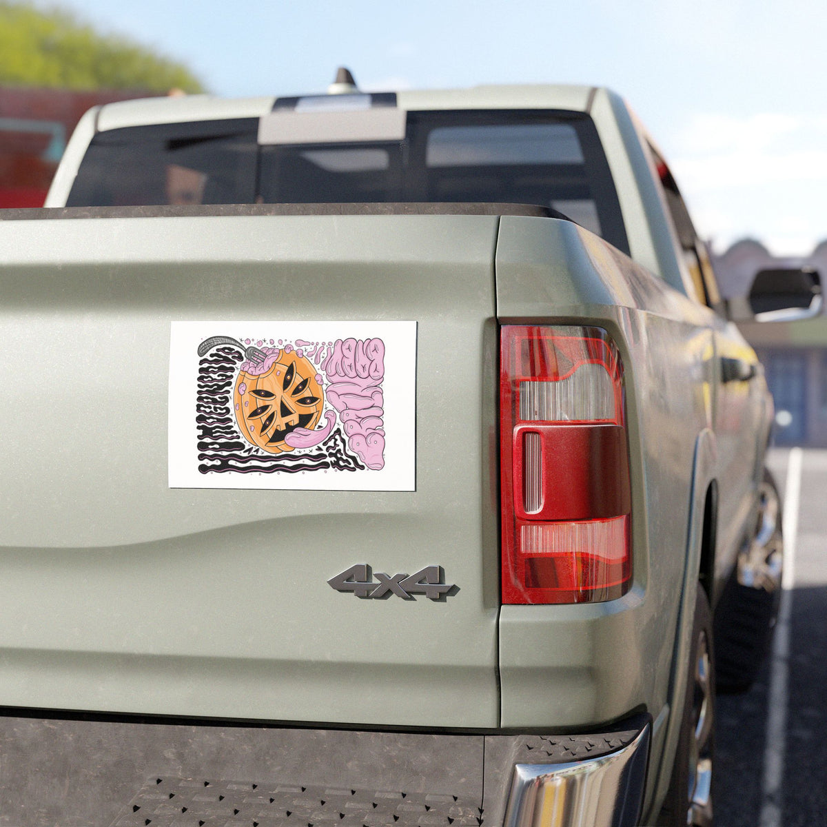 Pumpkin Brain Car Magnet — Halloween Horror Decal